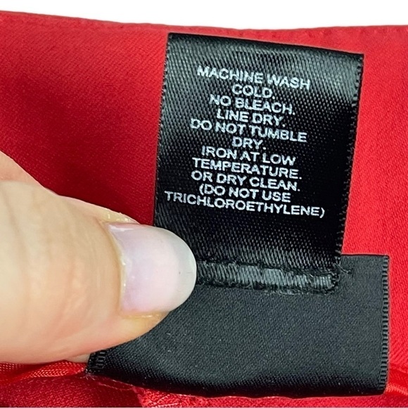 NINA MCLEMORE RED COTTON BLEND HIGH RISE SLIM TROUSER PANT - Picture 12 of 12